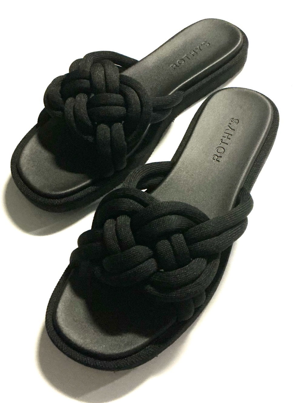 ROTHY’S, Women’s Black Knotted Summer Sandals, Size 9, NWOB